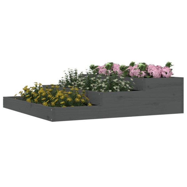Jardinera de madera maciza de pino gris 107x107x27 cm Jardinera de madera maciza de pino gris 107x107x27 cm
