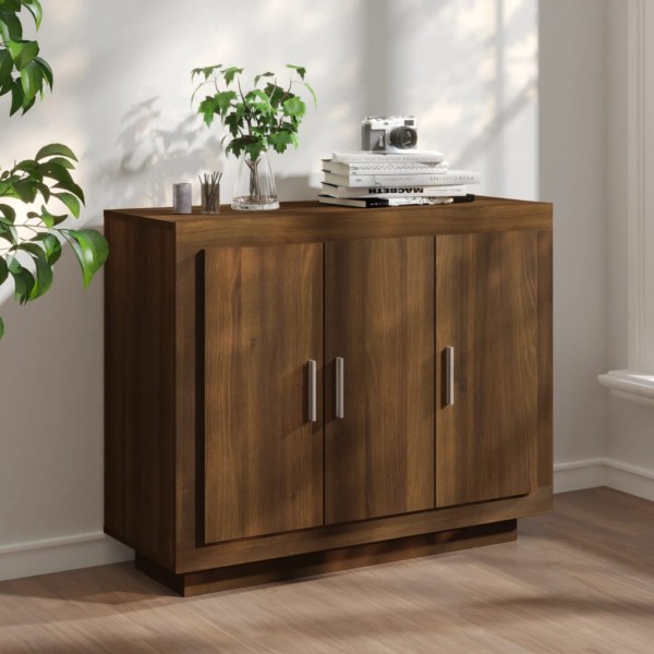Aparador madera contrachapada color roble marrón 92x35x75 cm Aparador madera contrachapada color roble marrón 92x35x75 cm