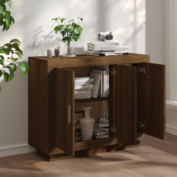 Aparador madera contrachapada color roble marrón 92x35x75 cm Aparador madera contrachapada color roble marrón 92x35x75 cm