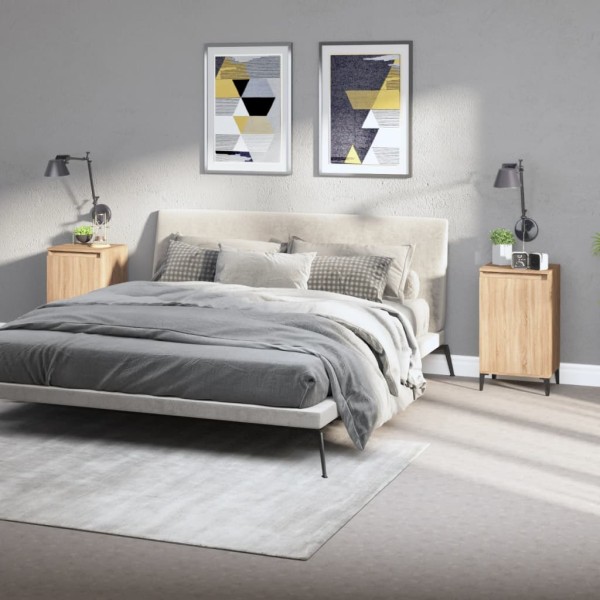 Mesitas de noche 2 uds madera contrachapada roble 40x35x70 cm Mesitas de noche 2 uds madera contrachapada roble 40x35x70 cm