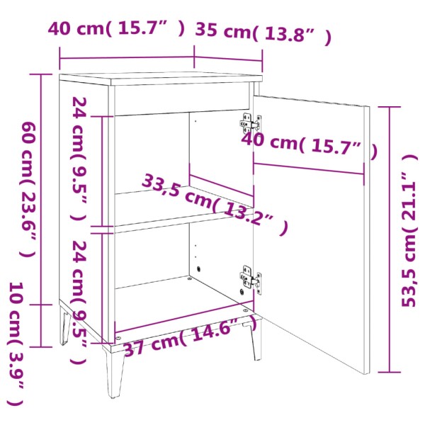 Mesitas de noche 2 uds madera contrachapada roble 40x35x70 cm Mesitas de noche 2 uds madera contrachapada roble 40x35x70 cm