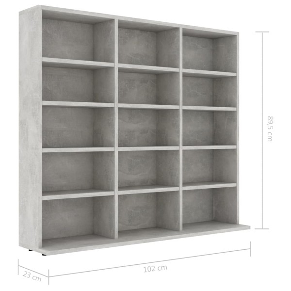 Estantería para CD contrachapada gris hormigón 102x23x89,5 cm Estantería para CD contrachapada gris hormigón 102x23x89,5 cm