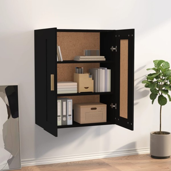 Armario de pared madera contrachapada negro 69,5x32,5x90 cm Armario de pared madera contrachapada negro 69,5x32,5x90 cm