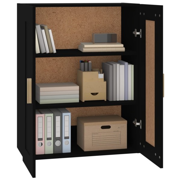 Armario de pared madera contrachapada negro 69,5x32,5x90 cm Armario de pared madera contrachapada negro 69,5x32,5x90 cm
