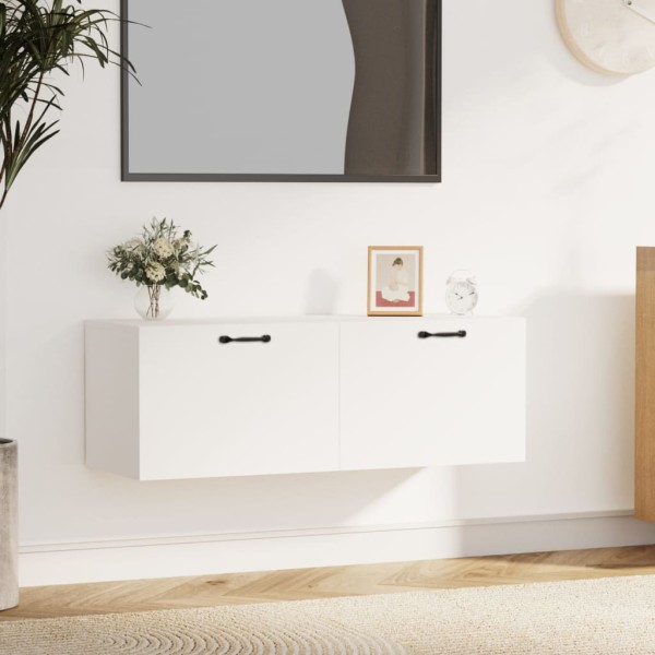 Armario de pared madera contrachapada blanco 100x36,5x35 cm Armario de pared madera contrachapada blanco 100x36,5x35 cm