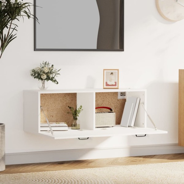 Armario de pared madera contrachapada blanco 100x36,5x35 cm Armario de pared madera contrachapada blanco 100x36,5x35 cm