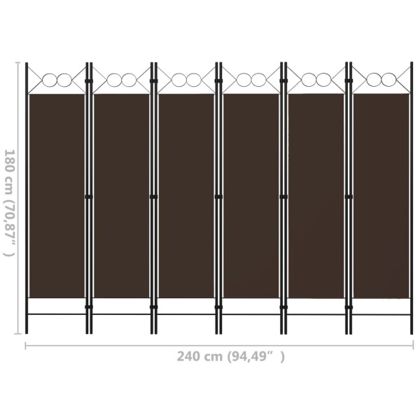 Biombo divisor de 6 paneles marrón 240x180 cm Biombo divisor de 6 paneles marrón 240x180 cm