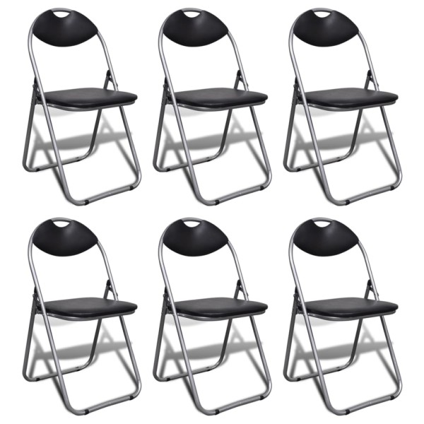 Sillas de comedor plegables 2 uds cuero sintético y acero negro Sillas de comedor plegables 2 uds cuero sintético y acero negro