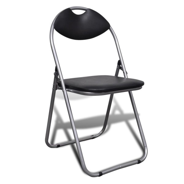 Sillas de comedor plegables 2 uds cuero sintético y acero negro Sillas de comedor plegables 2 uds cuero sintético y acero negro