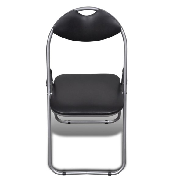 Sillas de comedor plegables 2 uds cuero sintético y acero negro Sillas de comedor plegables 2 uds cuero sintético y acero negro