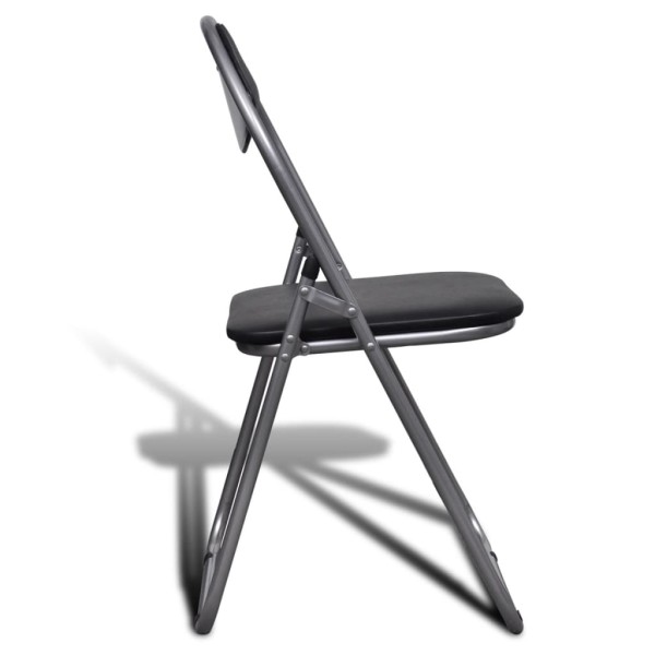 Sillas de comedor plegables 2 uds cuero sintético y acero negro Sillas de comedor plegables 2 uds cuero sintético y acero negro