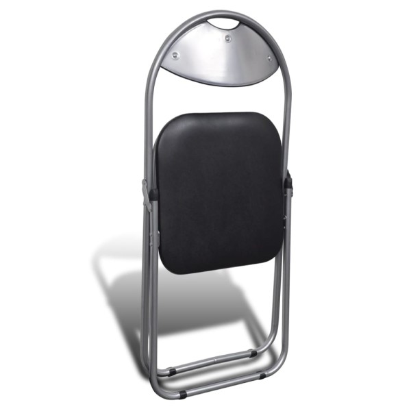 Sillas de comedor plegables 2 uds cuero sintético y acero negro Sillas de comedor plegables 2 uds cuero sintético y acero negro