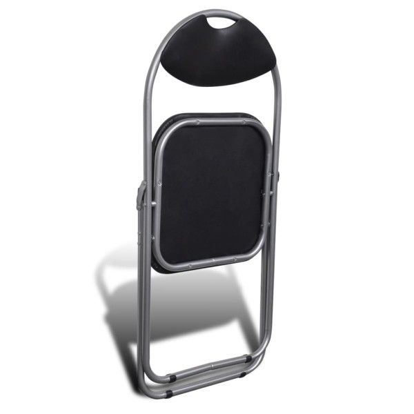 Sillas de comedor plegables 2 uds cuero sintético y acero negro Sillas de comedor plegables 2 uds cuero sintético y acero negro