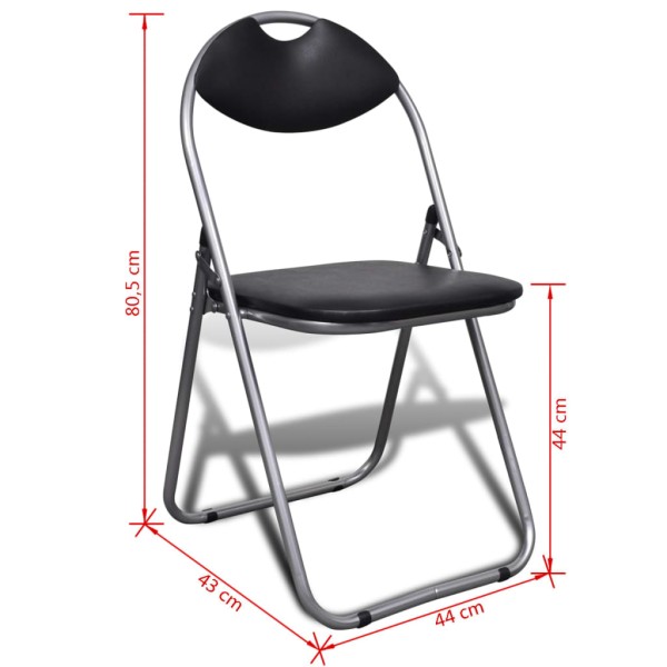 Sillas de comedor plegables 2 uds cuero sintético y acero negro Sillas de comedor plegables 2 uds cuero sintético y acero negro
