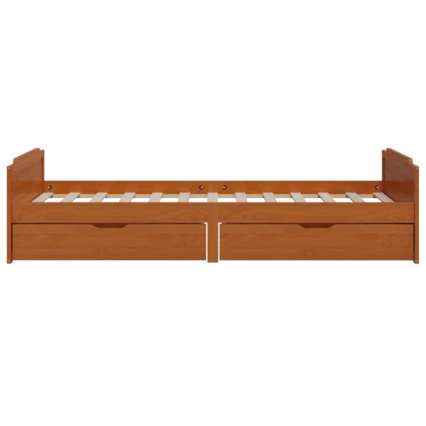 Estructura cama cajones madera maciza de pino marrón 90x200 cm Estructura cama cajones madera maciza de pino marrón 90x200 cm