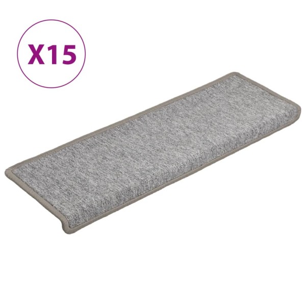 Alfombras de peldaños de escalera 15 uds gris claro 65x21x4 cm Alfombras de peldaños de escalera 15 uds gris claro 65x21x4 cm
