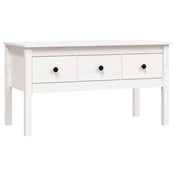 Mesa de centro de madera maciza de pino blanca 102x49x55 cm Mesa de centro de madera maciza de pino blanca 102x49x55 cm