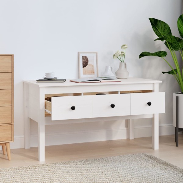 Mesa de centro de madera maciza de pino blanca 102x49x55 cm Mesa de centro de madera maciza de pino blanca 102x49x55 cm