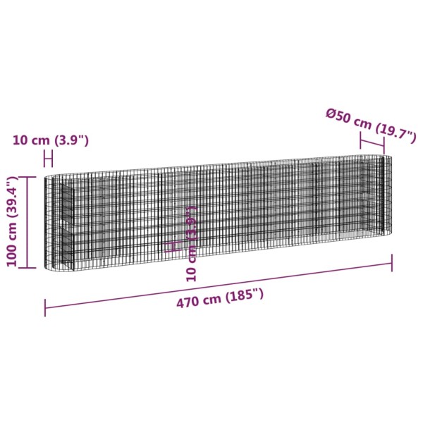 Arriate de gaviones de hierro galvanizado 470x50x100 cm Arriate de gaviones de hierro galvanizado 470x50x100 cm