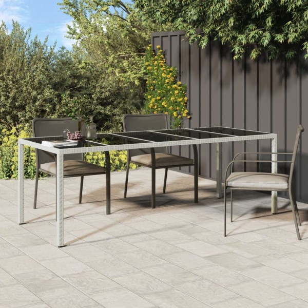 Mesa jardín vidrio templado ratán sintético blanco 250x100x75cm Mesa jardín vidrio templado ratán sintético blanco 250x100x75cm