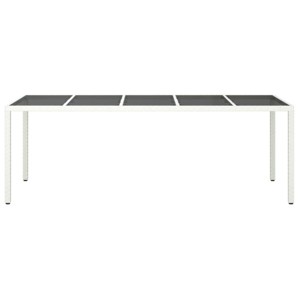Mesa jardín vidrio templado ratán sintético blanco 250x100x75cm Mesa jardín vidrio templado ratán sintético blanco 250x100x75cm