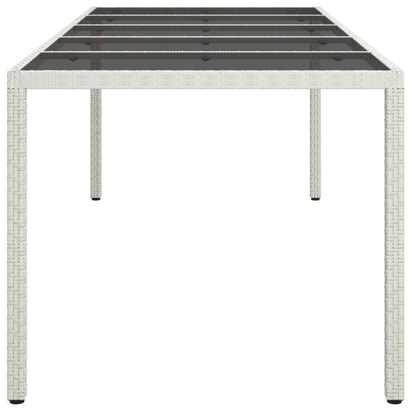 Mesa jardín vidrio templado ratán sintético blanco 250x100x75cm Mesa jardín vidrio templado ratán sintético blanco 250x100x75cm