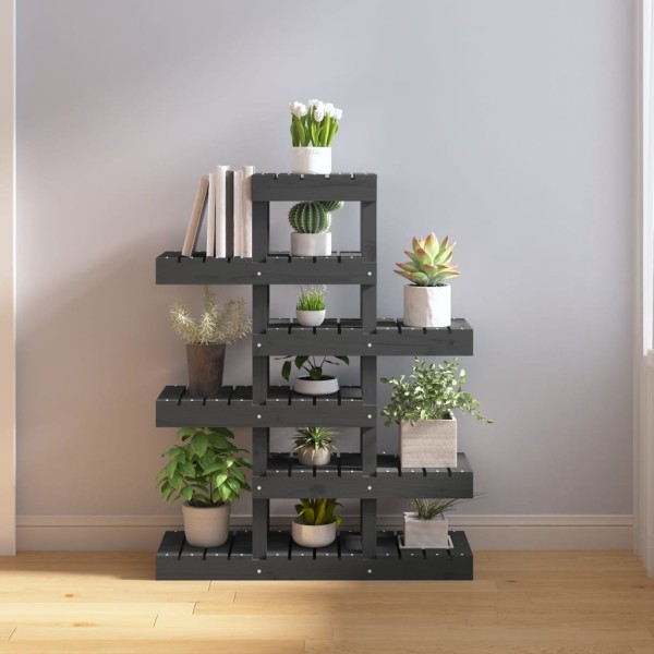Soporte para plantas madera maciza pino gris 85x25x109,5 cm Soporte para plantas madera maciza pino gris 85x25x109,5 cm