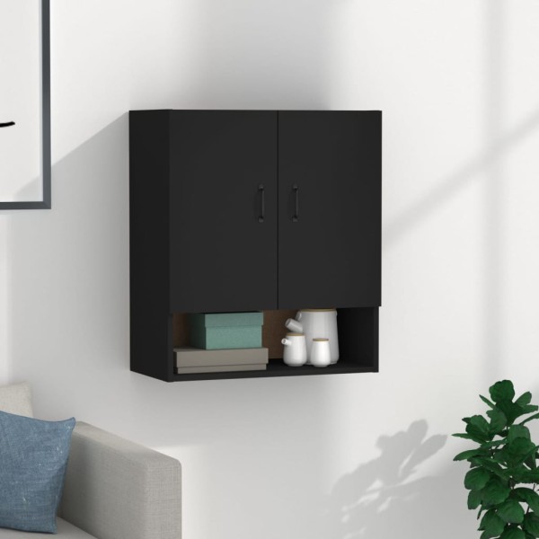 Armario de pared madera contrachapada negro 60x31x70 cm Armario de pared madera contrachapada negro 60x31x70 cm