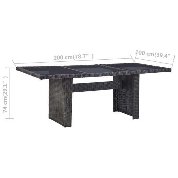 Mesa comedor jardín vidrio ratán sintético negro 200x100x74 cm Mesa comedor jardín vidrio ratán sintético negro 200x100x74 cm