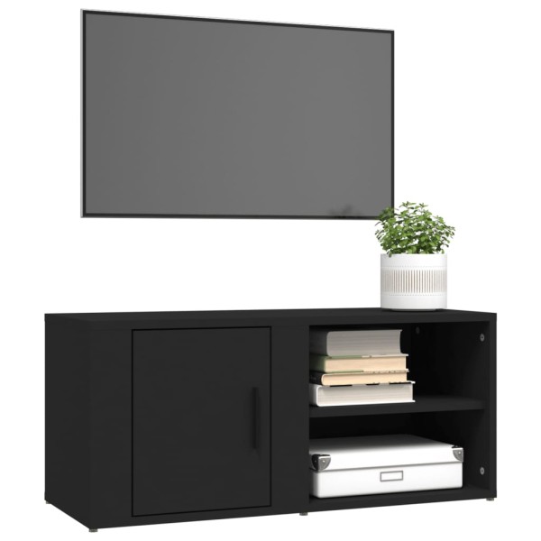 Mueble para TV madera contrachapada negro 80x31,5x36 cm Mueble para TV madera contrachapada negro 80x31,5x36 cm