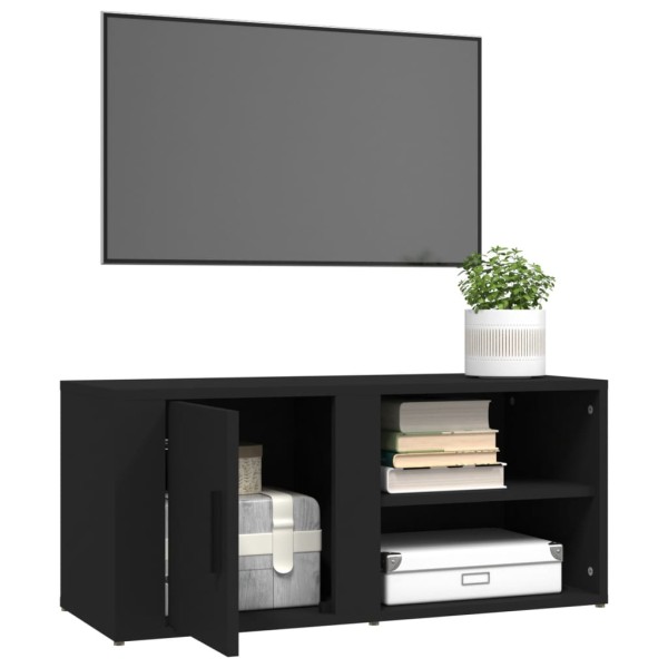 Mueble para TV madera contrachapada negro 80x31,5x36 cm Mueble para TV madera contrachapada negro 80x31,5x36 cm