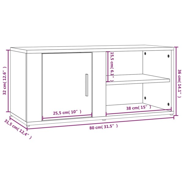 Mueble para TV madera contrachapada negro 80x31,5x36 cm Mueble para TV madera contrachapada negro 80x31,5x36 cm
