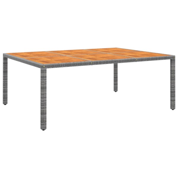 Mesa de jardín madera acacia ratán sintético gris 200x150x75 cm Mesa de jardín madera acacia ratán sintético gris 200x150x75 cm