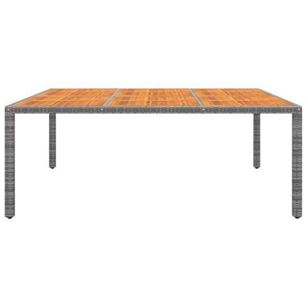 Mesa de jardín madera acacia ratán sintético gris 200x150x75 cm Mesa de jardín madera acacia ratán sintético gris 200x150x75 cm