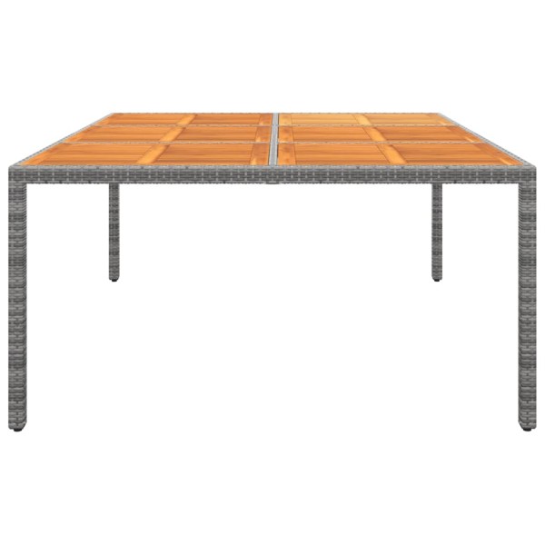 Mesa de jardín madera acacia ratán sintético gris 200x150x75 cm Mesa de jardín madera acacia ratán sintético gris 200x150x75 cm