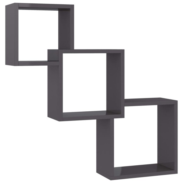 Estante pared de cubo contrachapada negro brillo 68x15x68 cm