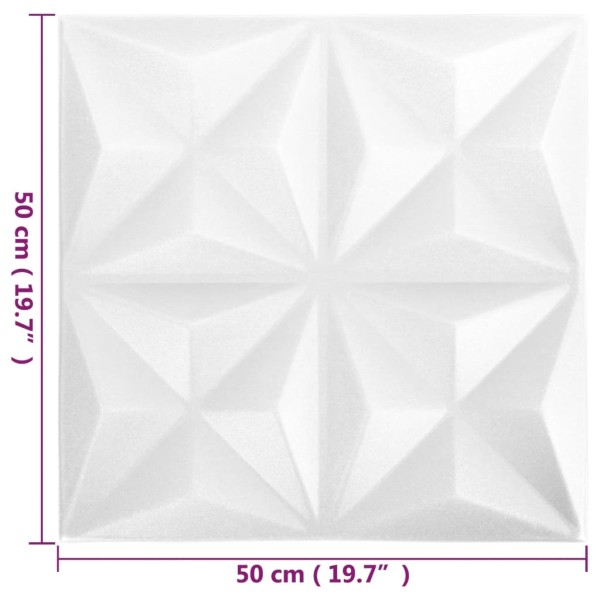 Paneles de pared 3D 48 unidades 50x50 cm blanco origami 12 m² Paneles de pared 3D 48 unidades 50x50 cm blanco origami 12 m²