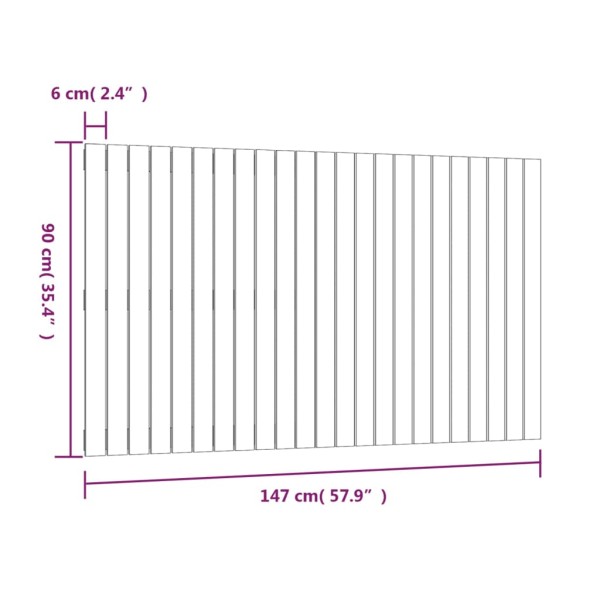 Cabecero de cama de pared madera maciza pino blanco 147x3x90 cm Cabecero de cama de pared madera maciza pino blanco 147x3x90 cm