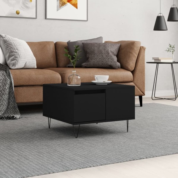 Mesa de centro madera contrachapada negro 55x55x36,5 cm Mesa de centro madera contrachapada negro 55x55x36,5 cm