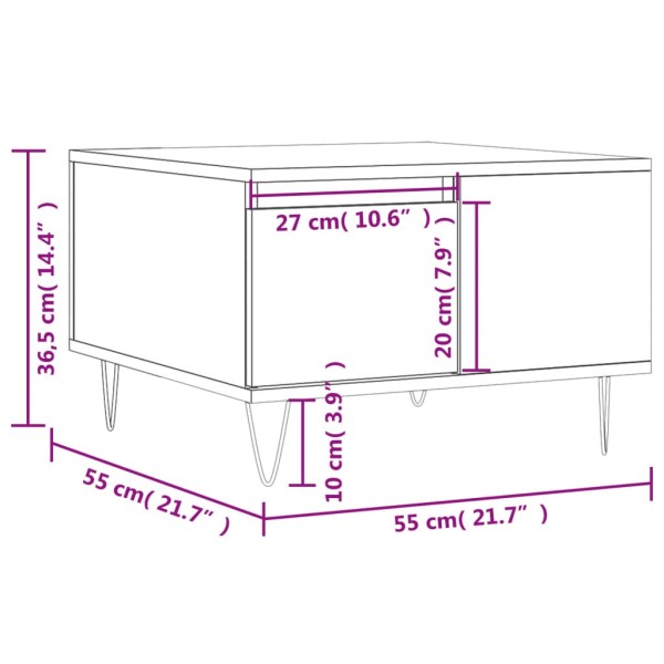 Mesa de centro madera contrachapada negro 55x55x36,5 cm Mesa de centro madera contrachapada negro 55x55x36,5 cm