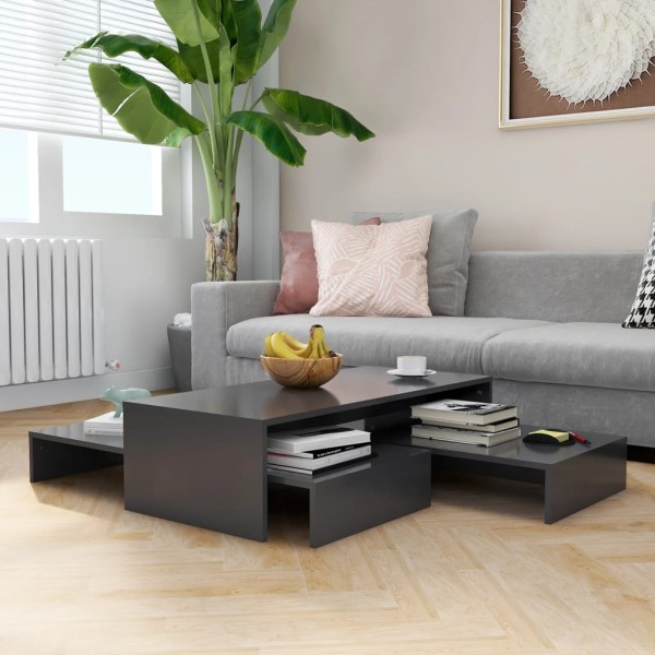 Mesa de centro apilable contrachapada gris 100x100x26,5 cm Mesa de centro apilable contrachapada gris 100x100x26,5 cm
