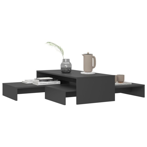 Mesa de centro apilable contrachapada gris 100x100x26,5 cm Mesa de centro apilable contrachapada gris 100x100x26,5 cm