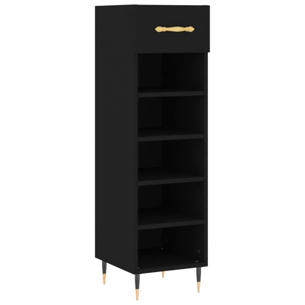 Zapatero madera de ingeniería negro 30x35x105 cm Zapatero madera de ingeniería negro 30x35x105 cm