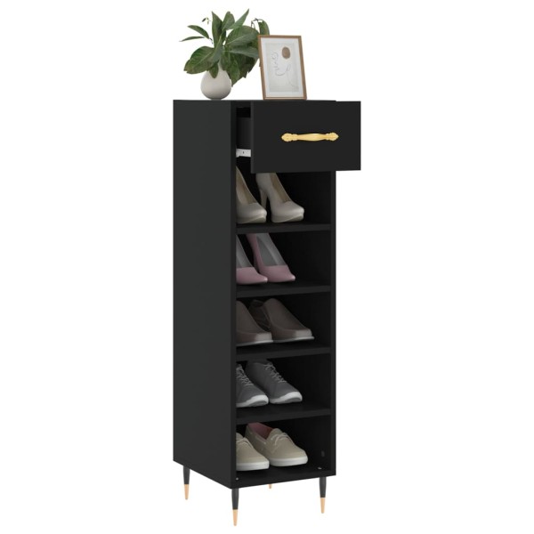 Zapatero madera de ingeniería negro 30x35x105 cm Zapatero madera de ingeniería negro 30x35x105 cm