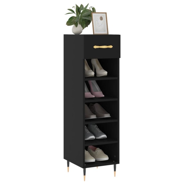 Zapatero madera de ingeniería negro 30x35x105 cm Zapatero madera de ingeniería negro 30x35x105 cm