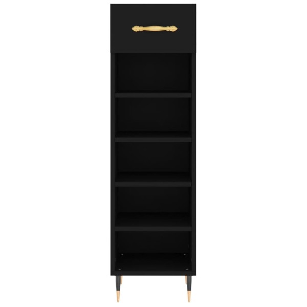 Zapatero madera de ingeniería negro 30x35x105 cm Zapatero madera de ingeniería negro 30x35x105 cm