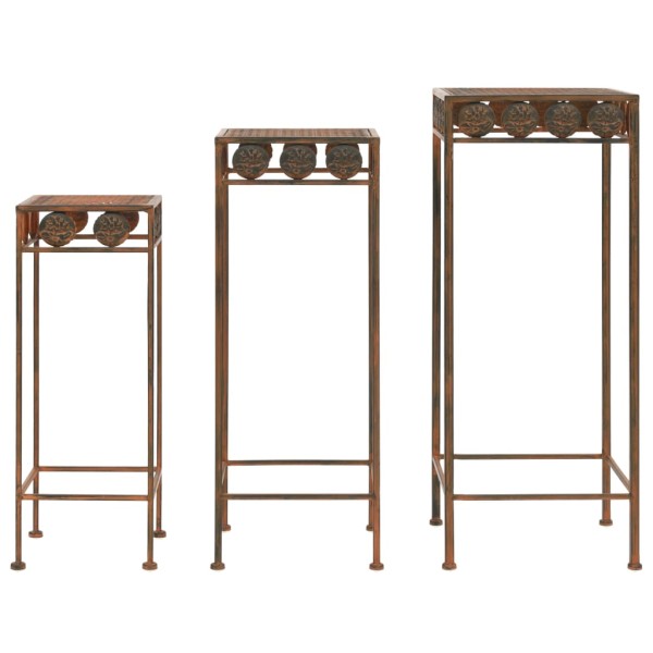 Juego de soportes de planta 3 pzas estilo vintage metal oxidado Juego de soportes de planta 3 pzas estilo vintage metal oxidado