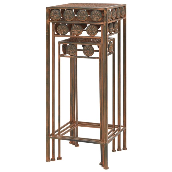 Juego de soportes de planta 3 pzas estilo vintage metal oxidado Juego de soportes de planta 3 pzas estilo vintage metal oxidado
