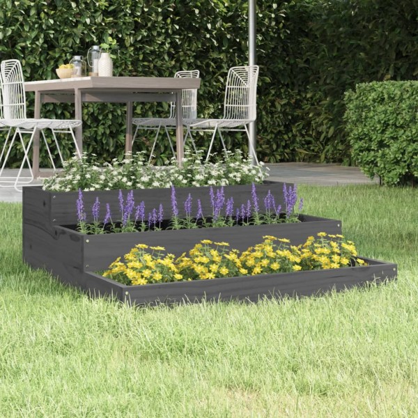 Jardinera de madera maciza de pino gris 78x78x27 cm Jardinera de madera maciza de pino gris 78x78x27 cm