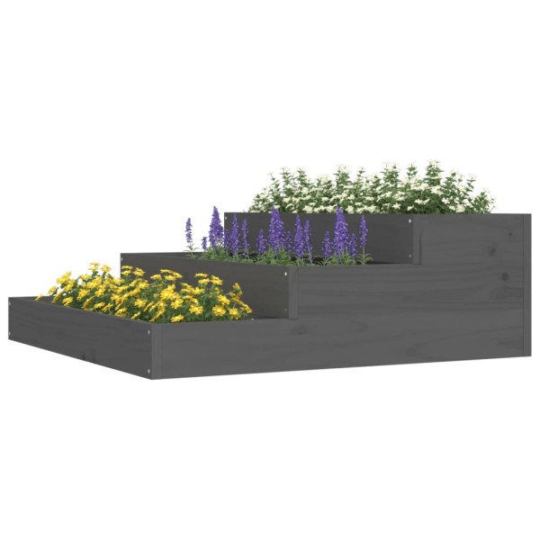 Jardinera de madera maciza de pino gris 78x78x27 cm Jardinera de madera maciza de pino gris 78x78x27 cm